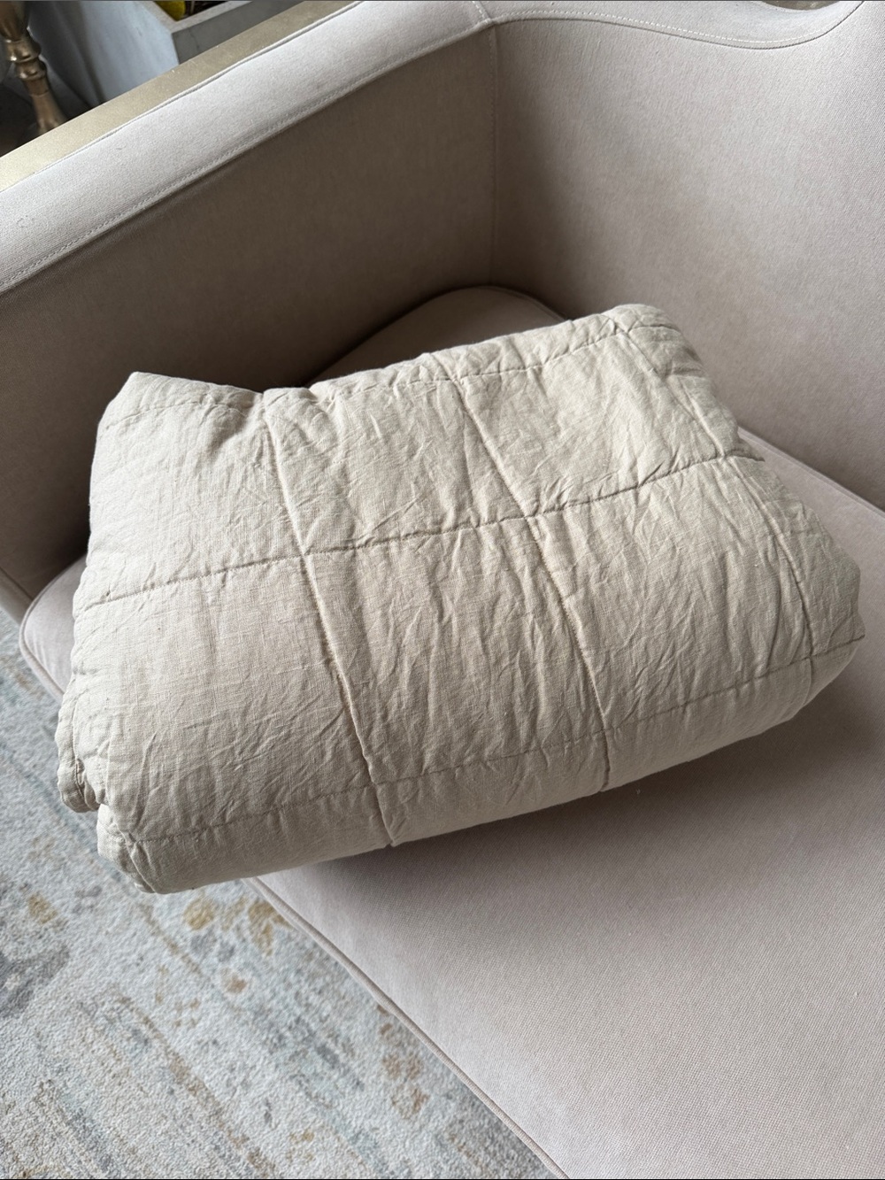 Quince Lightweight European Linen King Box Quilt - Toffee - Picture 2 of 2